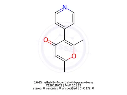 Chemical structure of 2,6-Dimethyl-3-(4-pyridyl)-4H-pyran-4-one