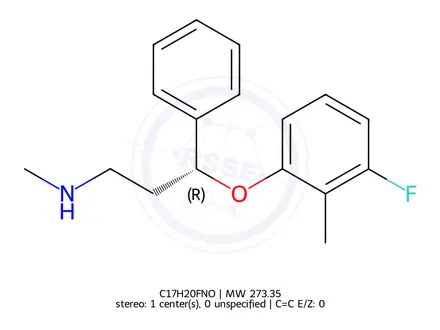 Chemical structure of (S)-3-(3-Fluoro-2-methylphenoxy)-N-methyl-3-phenylpropan-1-amine hydrochloride