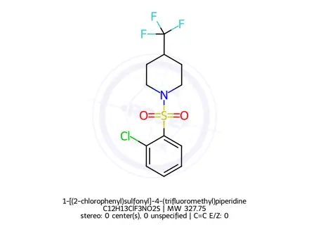 Chemical structure of 1-[(2-chlorophenyl)sulfonyl]-4-(trifluoromethyl)piperidine