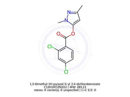 Chemical structure of 1,3-Dimethyl-1H-pyrazol-5-yl 2,4-dichlorobenzoate