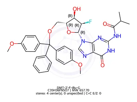 Chemical structure of DMT-2'-F-iBu-G