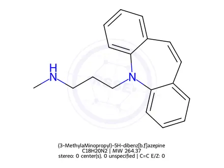 Chemical structure of (3-MethylaMinopropyl)-5H-dibenz[b,f]azepine