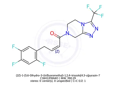 Chemical structure of (2Z)-1-[5,6-Dihydro-3-(trifluoromethyl)-1,2,4-triazolo[4,3-a]pyrazin-7(8H)-yl]-4-(2,4,5-trifluorophenyl)-2-buten-1-one