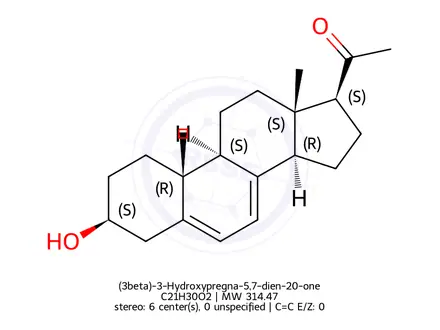 Chemical structure of (3beta)-3-Hydroxypregna-5,7-dien-20-one