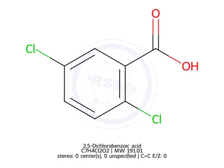 Chemical structure of 2,5-Dichlorobenzoic acid