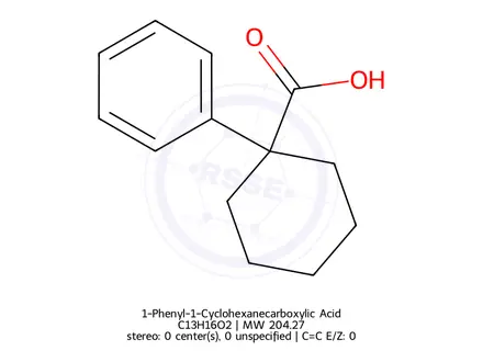Chemical structure of 1-Phenyl-1-Cyclohexanecarboxylic Acid