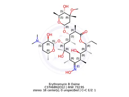 Chemical structure of Erythromycin B Oxime