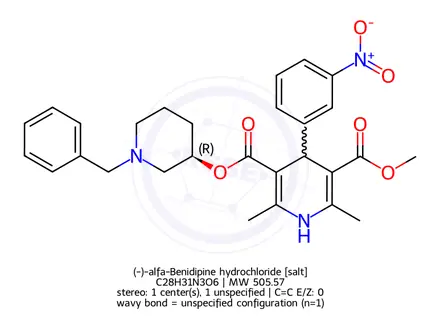 Chemical structure of (-)-alfa-Benidipine hydrochloride