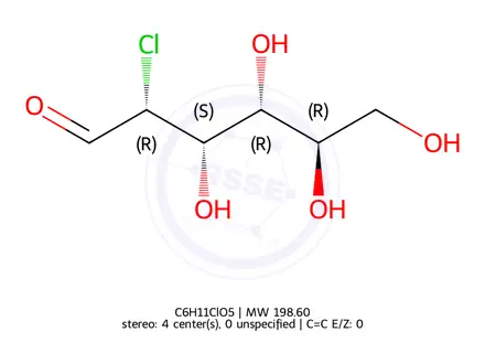 Chemical structure of (2R,3S,4R,5R)-2-chloro-3,4,5,6-tetrahydroxyhexanal