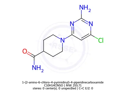 Chemical structure of 1-(2-amino-6-chloro-4-pyrimidinyl)-4-piperidinecarboxamide