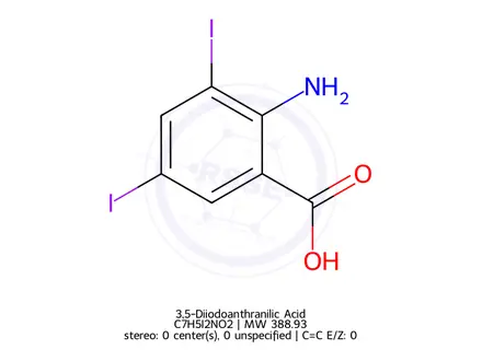 Chemical structure of 3,5-Diiodoanthranilic Acid