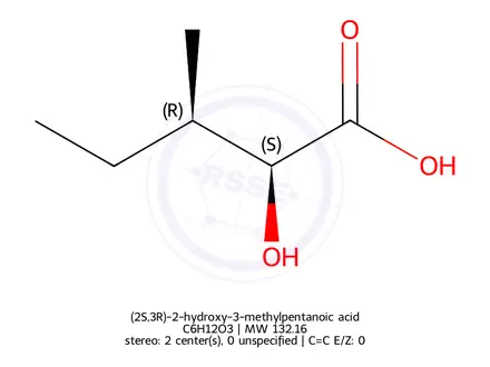 Chemical structure of (2S,3R)-2-hydroxy-3-methylpentanoic acid