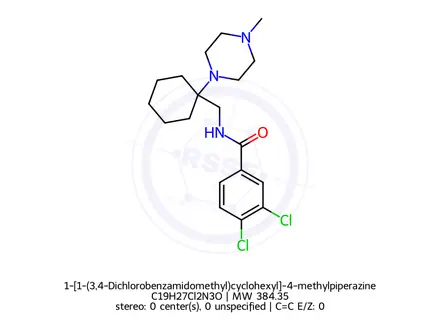 Chemical structure of 1-[1-(3,4-Dichlorobenzamidomethyl)cyclohexyl]-4-methylpiperazine
