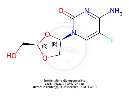Chemical structure of Emtricitabine dioxopentycline