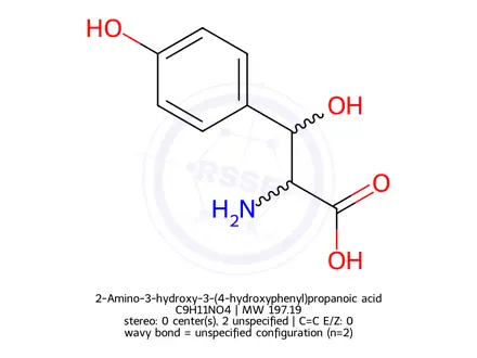 Chemical structure of 2-Amino-3-hydroxy-3-(4-hydroxyphenyl)propanoic acid