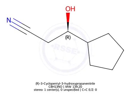 Chemical structure of (R)-3-Cyclopentyl-3-hydroxypropanenitrile