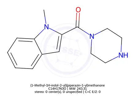 Chemical structure of (1-Methyl-1H-indol-2-yl)(piperazin-1-yl)methanone