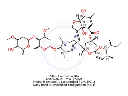 Chemical structure of Z-8,9 Avermectin B1a