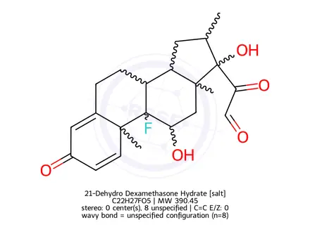 Chemical structure of 21-Dehydro Dexamethasone Hydrate