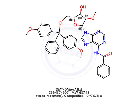 Chemical structure of DMT-OMe-rA(Bz)