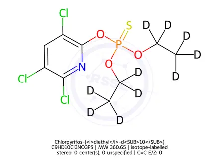 Chemical structure of Chlorpyrifos-(<I>diethyl</I>-d<SUB>10</SUB>)