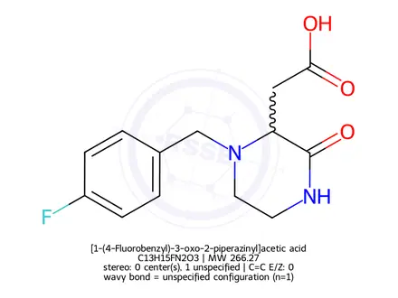 Chemical structure of [1-(4-Fluorobenzyl)-3-oxo-2-piperazinyl]acetic acid