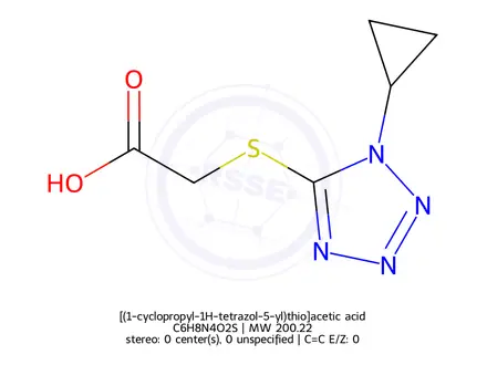 Chemical structure of [(1-cyclopropyl-1H-tetrazol-5-yl)thio]acetic acid