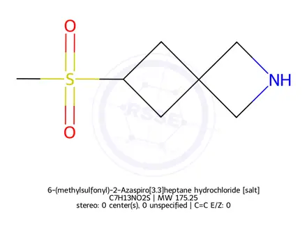 Chemical structure of 6-(methylsulfonyl)-2-Azaspiro[3.3]heptane hydrochloride