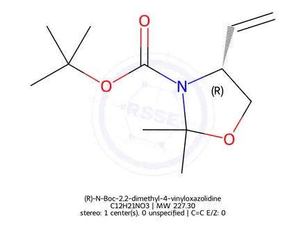 Chemical structure of (R)-N-Boc-2,2-dimethyl-4-vinyloxazolidine