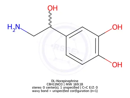 Chemical structure of DL-Norepinephrine