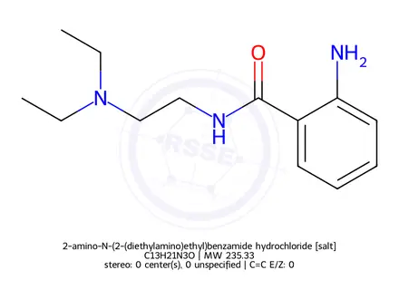 Chemical structure of 2-amino-N-(2-(diethylamino)ethyl)benzamide hydrochloride