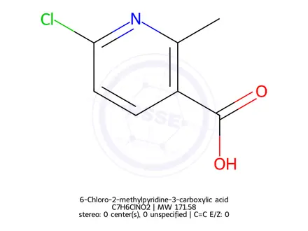 Chemical structure of 6-Chloro-2-methylpyridine-3-carboxylic acid
