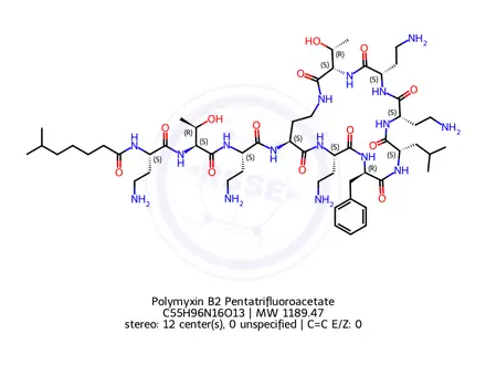 Chemical structure of Polymyxin B2 Pentatrifluoroacetate