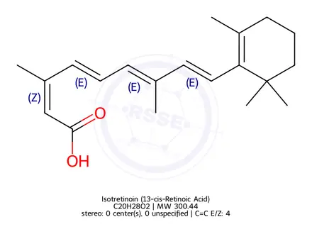 Chemical structure of Isotretinoin (13-cis-Retinoic Acid)