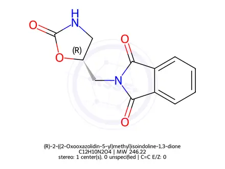 Chemical structure of (R)-2-((2-Oxooxazolidin-5-yl)methyl)isoindoline-1,3-dione