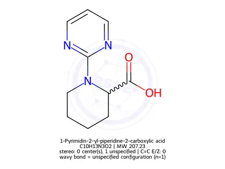 Chemical structure of 1-Pyrimidin-2-yl-piperidine-2-carboxylic acid