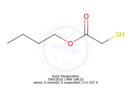 Chemical structure of butyl thioglycolate
