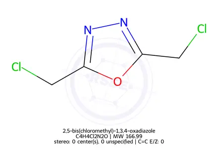Chemical structure of 2,5-bis(chloromethyl)-1,3,4-oxadiazole