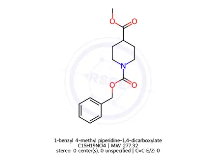 Chemical structure of 1-benzyl 4-methyl piperidine-1,4-dicarboxylate