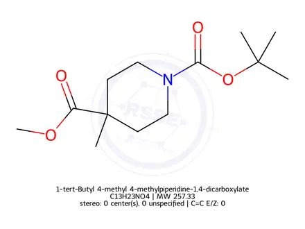 Chemical structure of 1-tert-Butyl 4-methyl 4-methylpiperidine-1,4-dicarboxylate