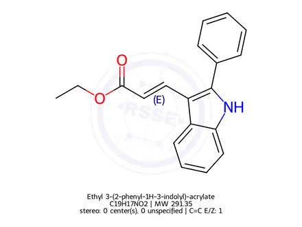 Chemical structure of Ethyl 3-(2-phenyl-1H-3-indolyl)-acrylate