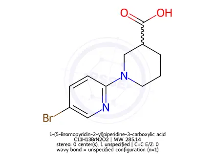 Chemical structure of 1-(5-Bromopyridin-2-yl)piperidine-3-carboxylic acid