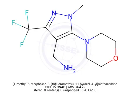 Chemical structure of [1-methyl-5-morpholino-3-(trifluoromethyl)-1H-pyrazol-4-yl]methanamine