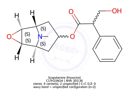 Chemical structure of Scopolamine (Hyoscine)