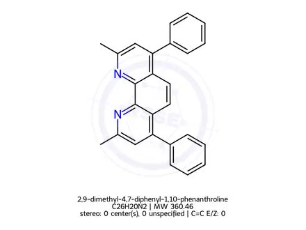 Chemical structure of 2,9-dimethyl-4,7-diphenyl-1,10-phenanthroline
