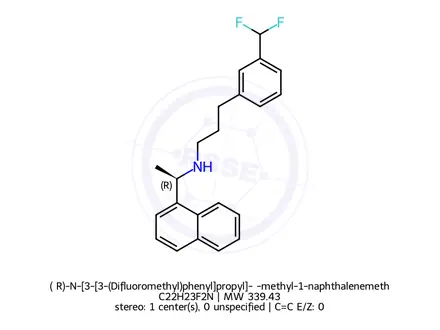 Chemical structure of (αR)-N-[3-[3-(Difluoromethyl)phenyl]propyl]-α-methyl-1-naphthalenemethanamine