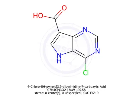 Chemical structure of 4-Chloro-5H-pyrrolo[3,2-d]pyrimidine-7-carboxylic Acid