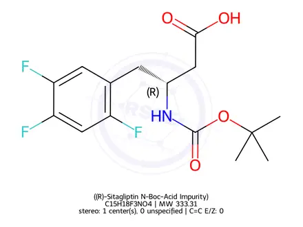Chemical structure of ((R)-Sitagliptin N-Boc-Acid Impurity)