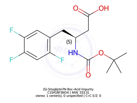Chemical structure of (S)-Sitagliptin?N-Boc-Acid Impurity