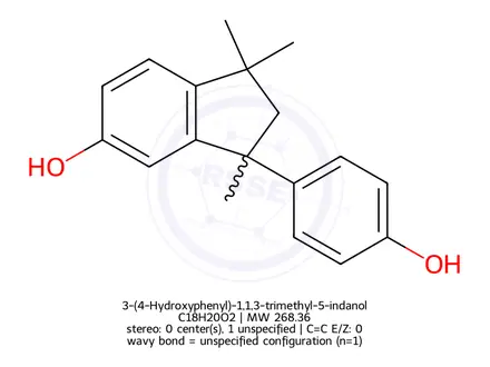 Chemical structure of 3-(4-Hydroxyphenyl)-1,1,3-trimethyl-5-indanol